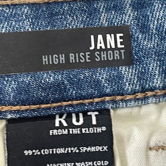Kut From The Kloth Jane Distressed Raw Hem Blue High Rise Shorts Sz 00 - Picture 8 of 11